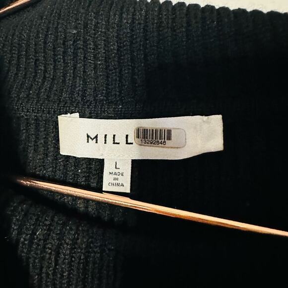 Milly Black Turtleneck Silver Button Accent Merino Wool Chunky Sweater Size L - Picture 5 of 10